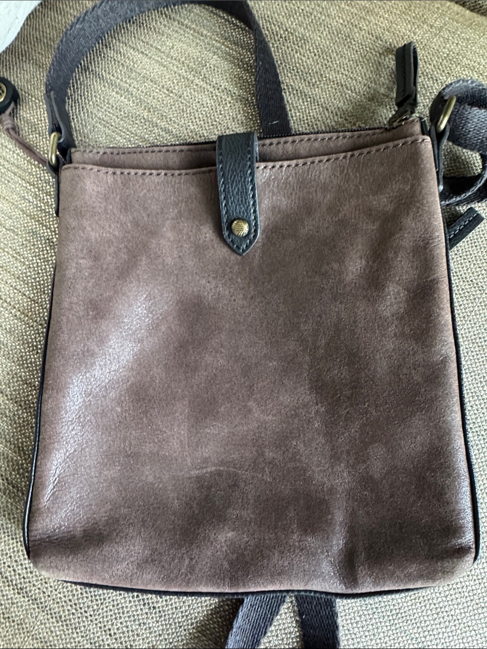 The Sak Two-Tone Brown Textured Leather Crossbody Bag - Picture 2 of 5